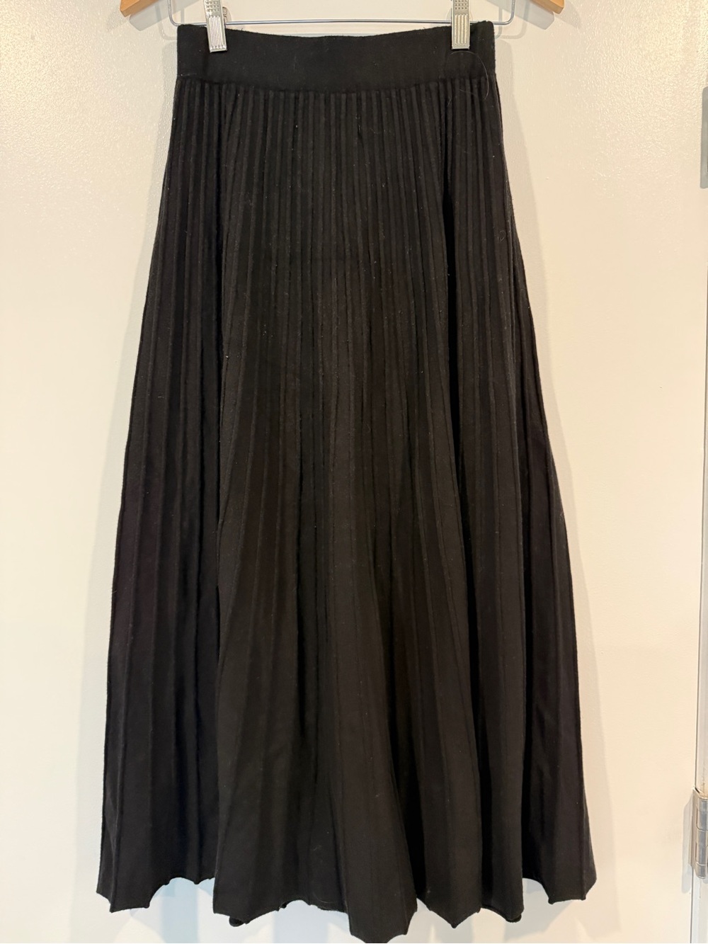 Black pleated maxi skirt